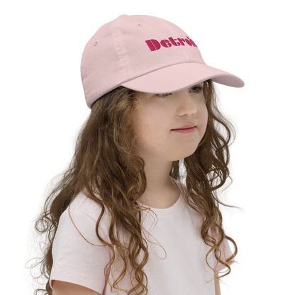 'Detroit' Youth Baseball Cap | Pink Embroidery