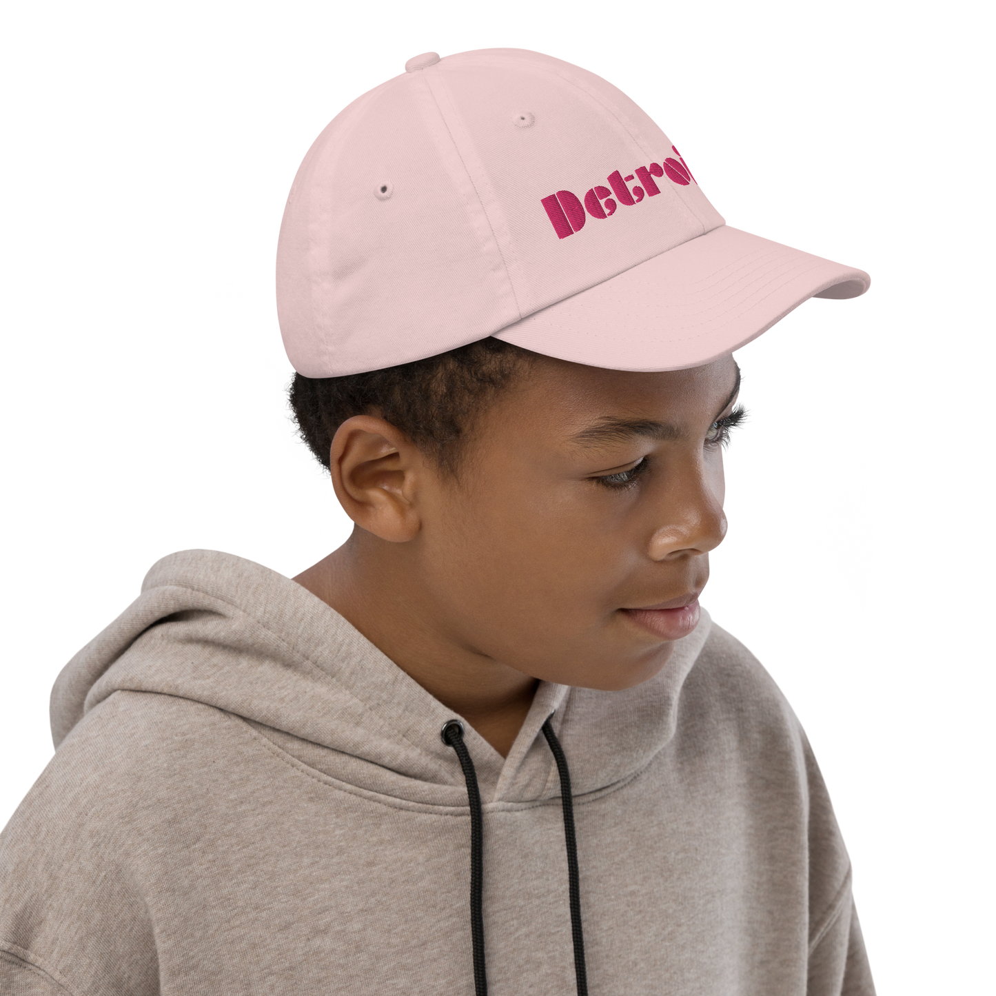 'Detroit' Youth Baseball Cap | Pink Embroidery