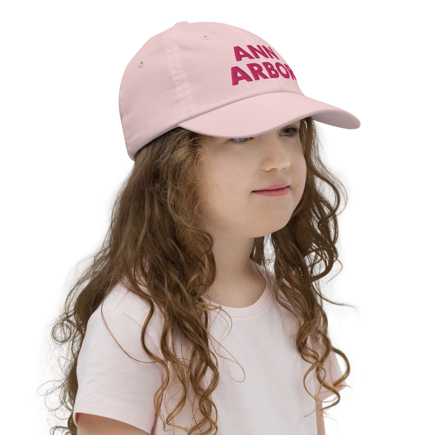 'Ann Arbor' Youth Baseball Cap | Pink Embroidery