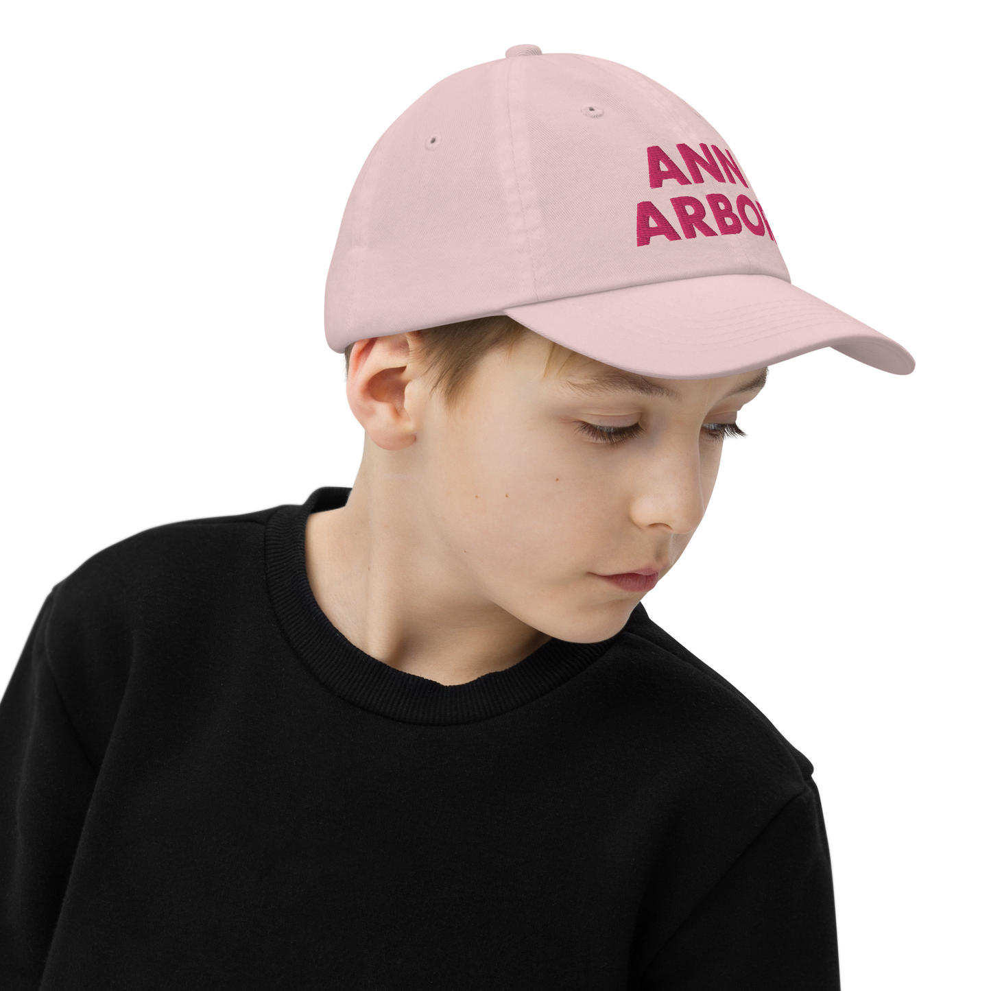 'Ann Arbor' Youth Baseball Cap | Pink Embroidery