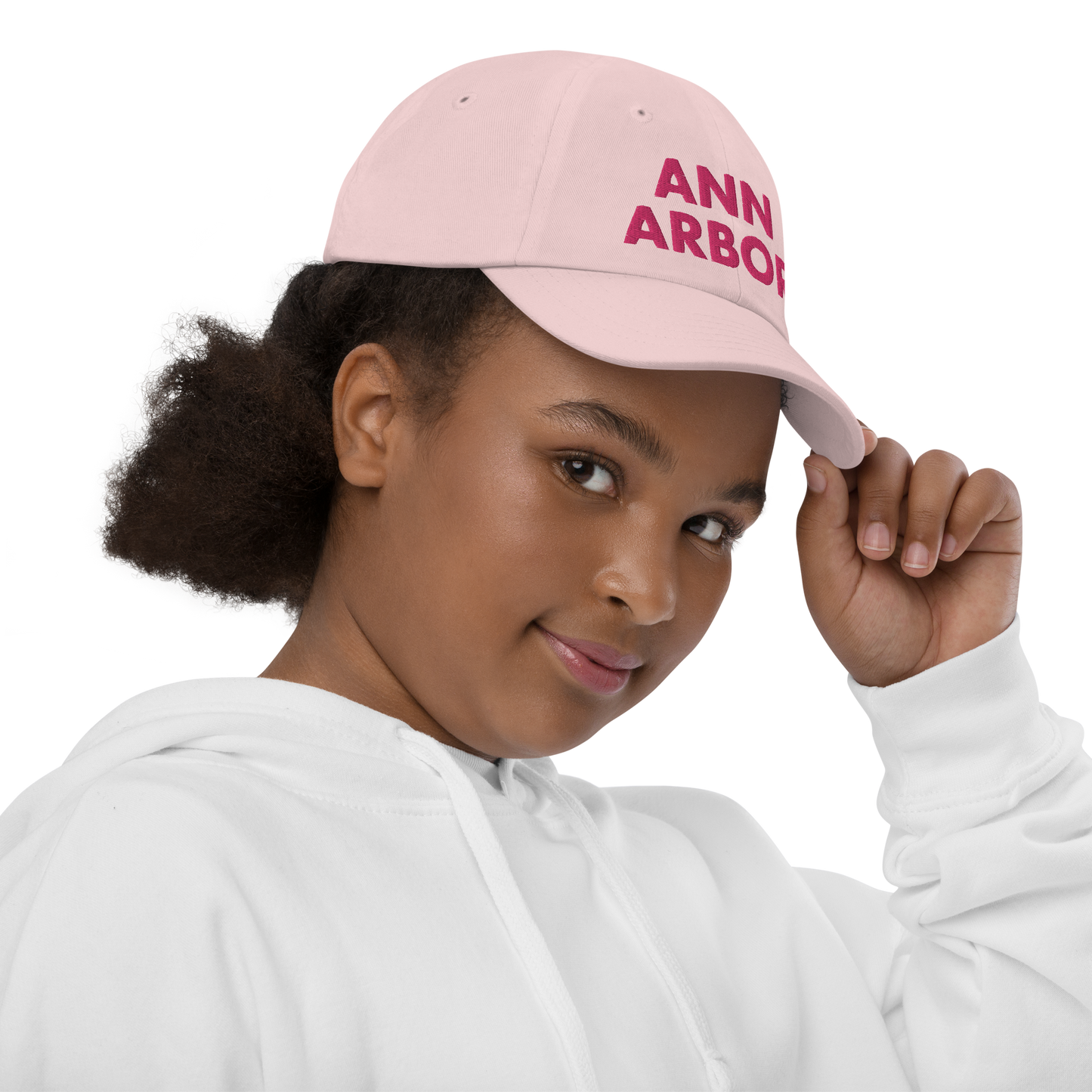 'Ann Arbor' Youth Baseball Cap | Pink Embroidery