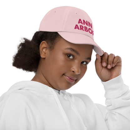 'Ann Arbor' Youth Baseball Cap | Pink Embroidery