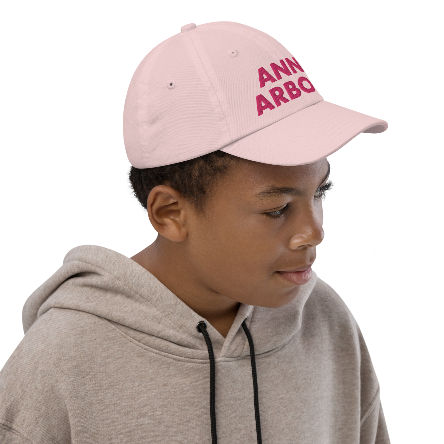 'Ann Arbor' Youth Baseball Cap | Pink Embroidery