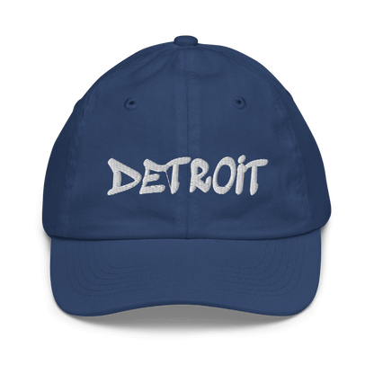 'Detroit' Youth Baseball Cap (1980s Hip Hop Font) - Circumspice Michigan