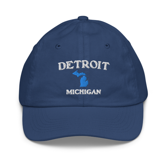 'Detroit Michigan' Youth Baseball Cap (w/ Michigan Outline)
