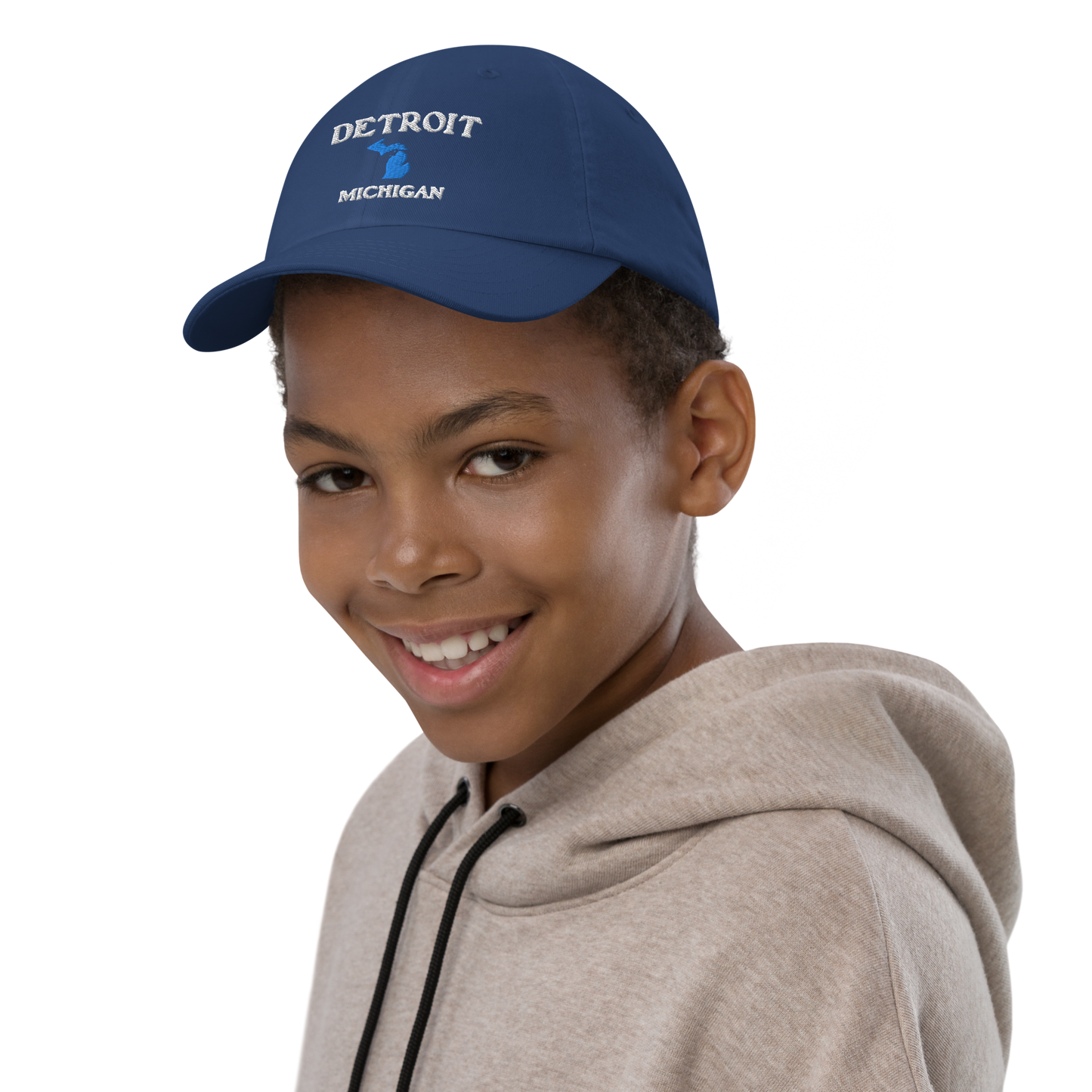 'Detroit Michigan' Youth Baseball Cap (w/ Michigan Outline)