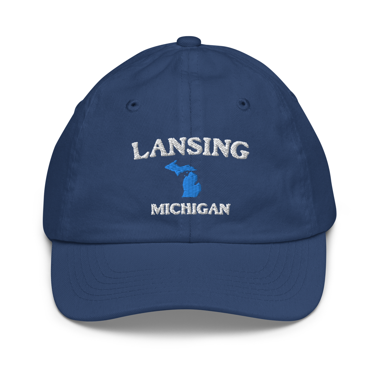 'Lansing Michigan' Youth Baseball Cap (w/ Michigan Outline)