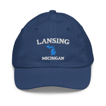 'Lansing Michigan' Youth Baseball Cap (w/ Michigan Outline)