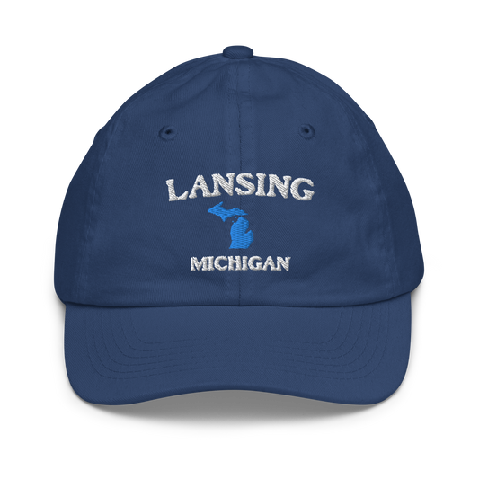 'Lansing Michigan' Youth Baseball Cap (w/ Michigan Outline)