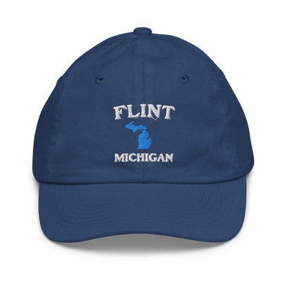 'Flint Michigan' Youth Baseball Cap (w/ Michigan Outline)