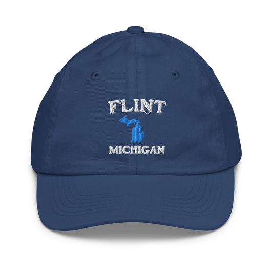'Flint Michigan' Youth Baseball Cap (w/ Michigan Outline)