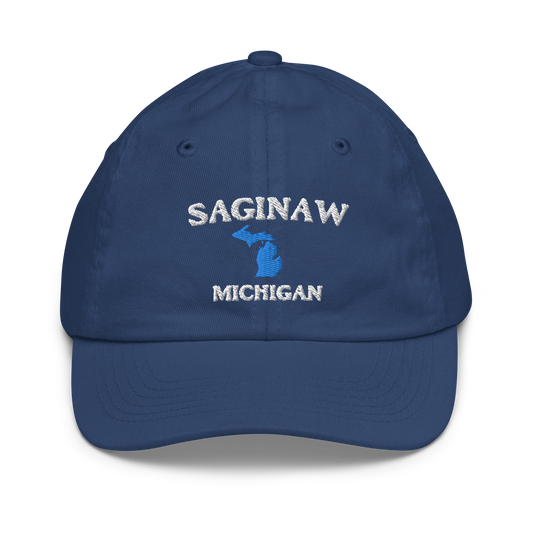 'Saginaw Michigan' Youth Baseball Cap (w/ Michigan Outline)