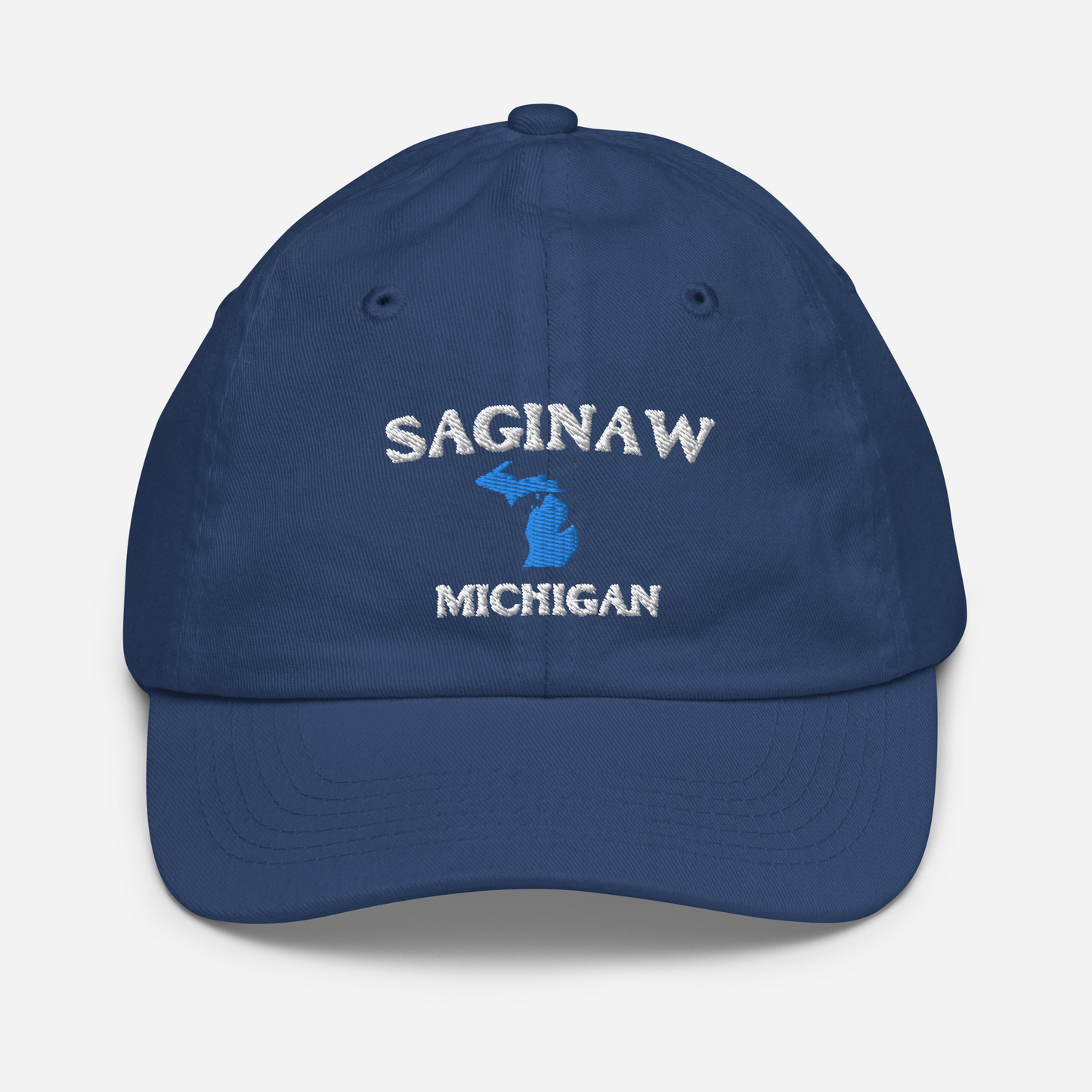 'Saginaw Michigan' Youth Baseball Cap (w/ Michigan Outline)