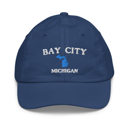 'Bay City Michigan' Youth Baseball Cap (w/ Michigan Outline)