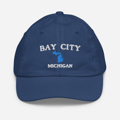 'Bay City Michigan' Youth Baseball Cap (w/ Michigan Outline)