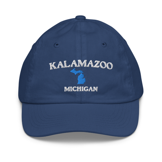 'Kalamazoo Michigan' Youth Baseball Cap (w/ Michigan Outline)