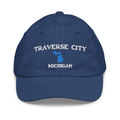 'Traverse City Michigan' Youth Baseball Cap (w/ Michigan Outline)