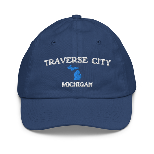 'Traverse City Michigan' Youth Baseball Cap (w/ Michigan Outline)