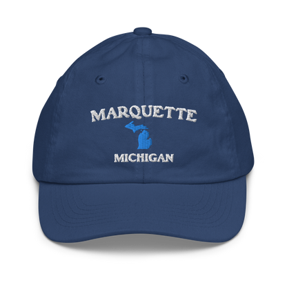 'Marquette Michigan' Youth Baseball Cap (w/ Michigan Outline)