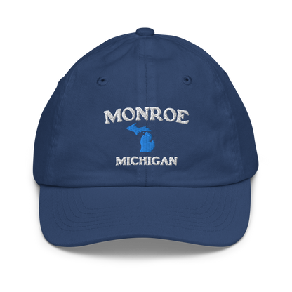 'Monroe Michigan' Youth Baseball Cap (w/ Michigan Outline)