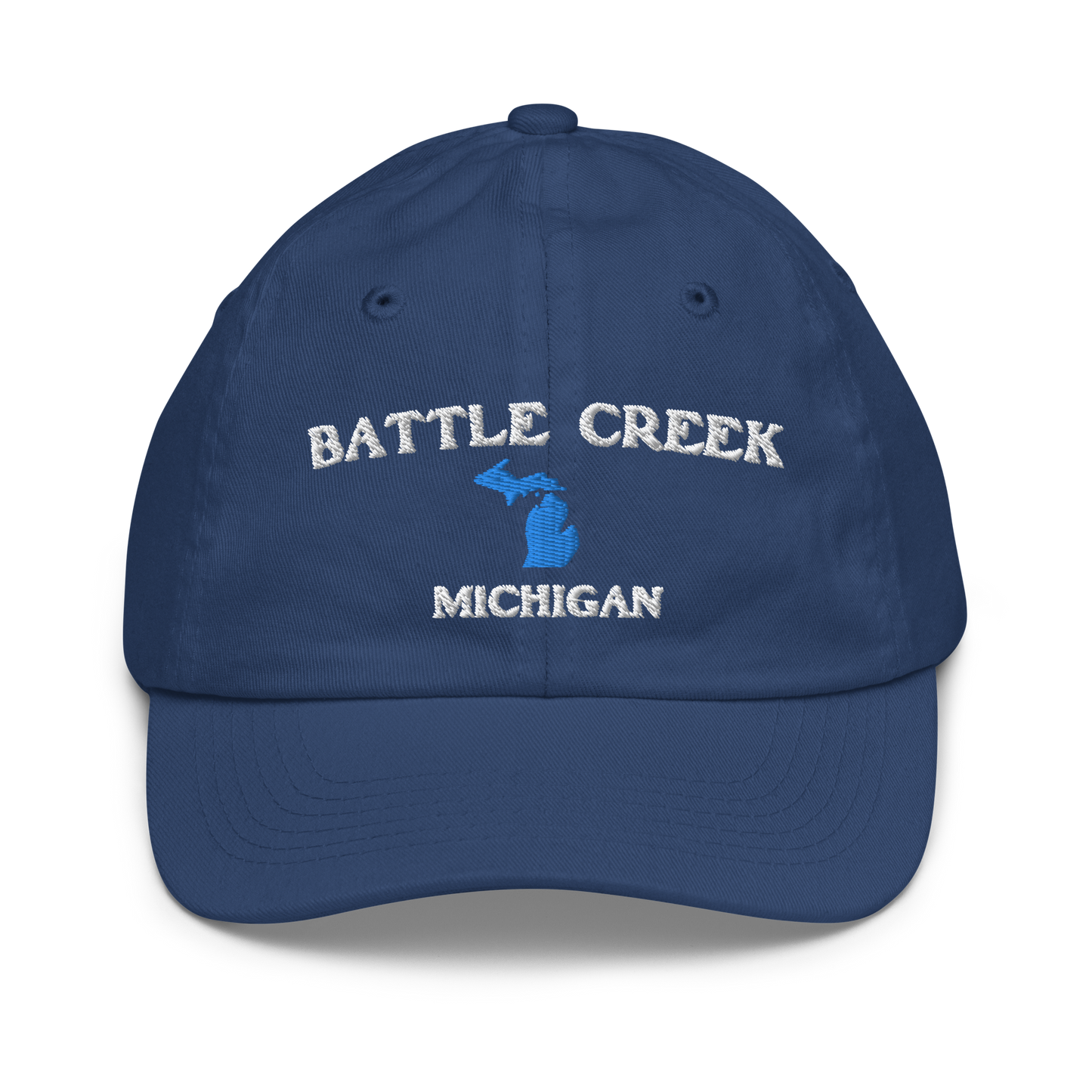 'Battle Creek Michigan' Youth Baseball Cap (w/ Michigan Outline)