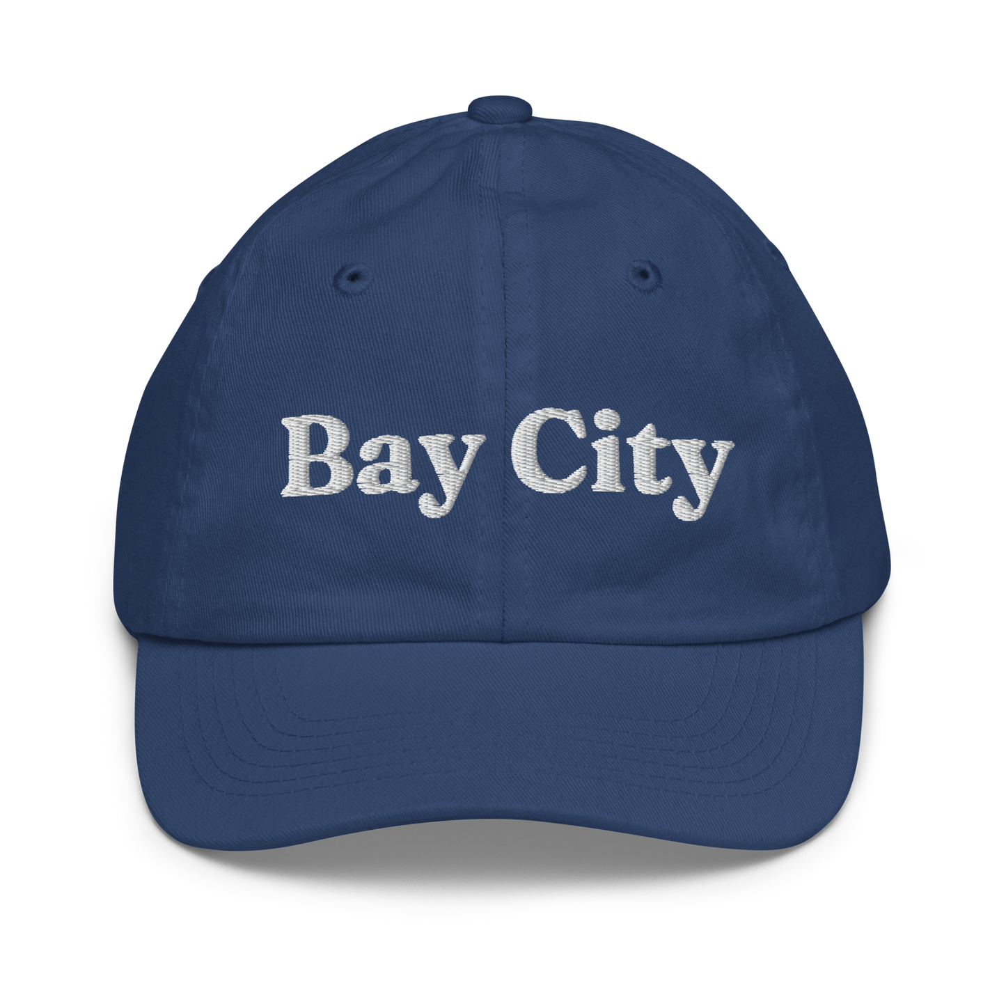 'Bay City' Youth Baseball Cap | White/Black Embroidery