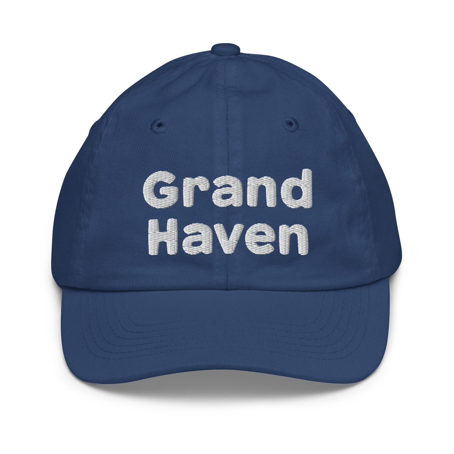 'Grand Haven' Youth Baseball Cap | White/Navy Embroidery