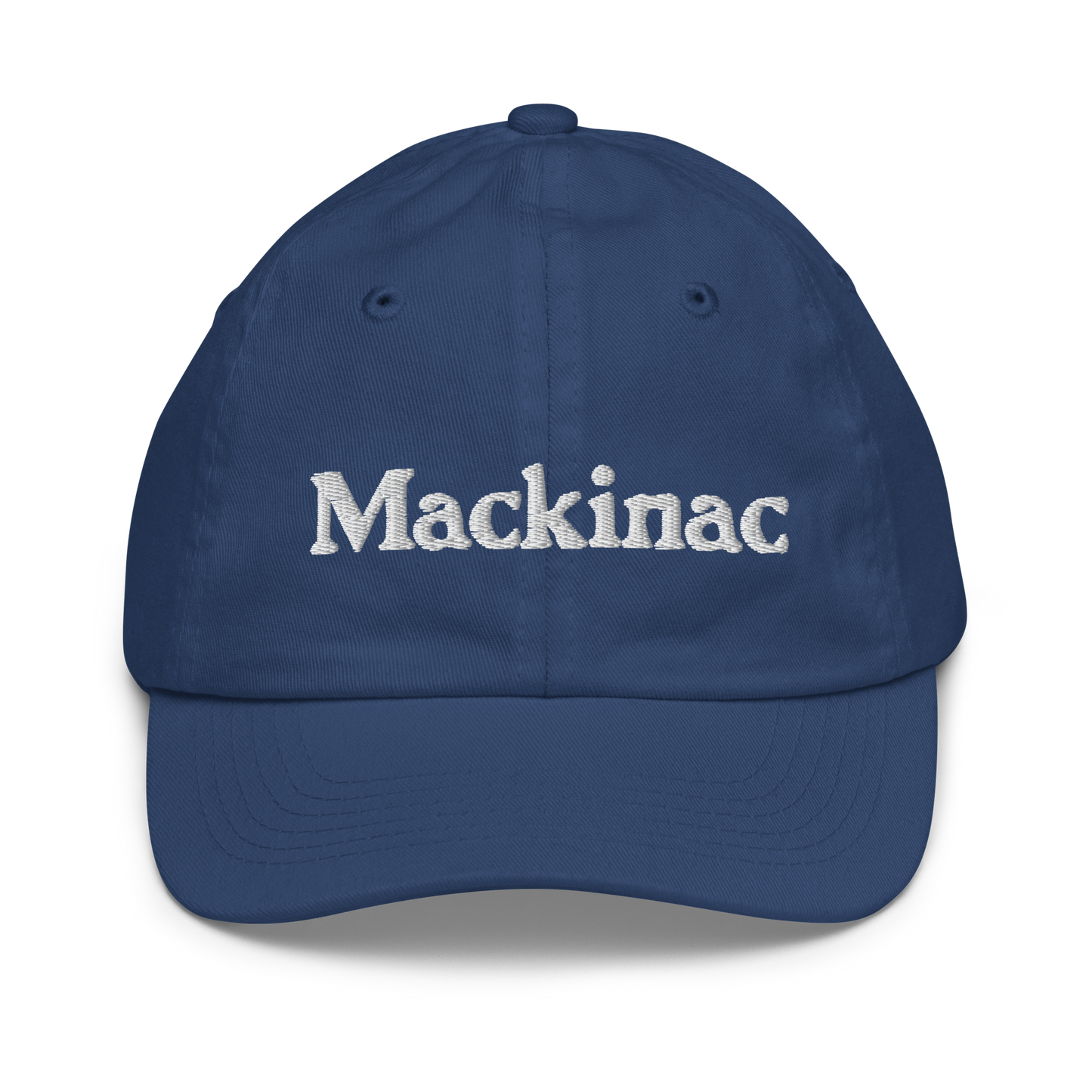'Mackinac' Youth Baseball Cap | White/Navy Embroidery