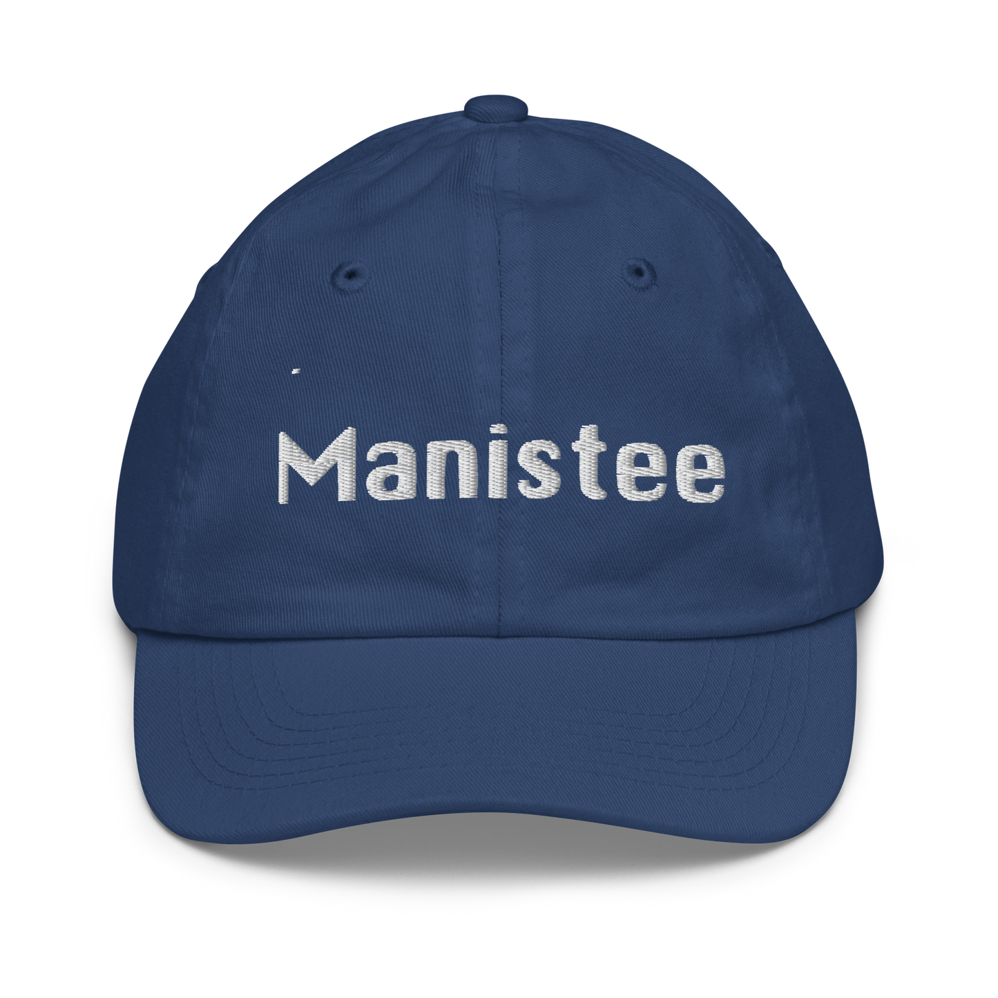 'Manistee' Youth Baseball Cap | White/Navy Embroidery