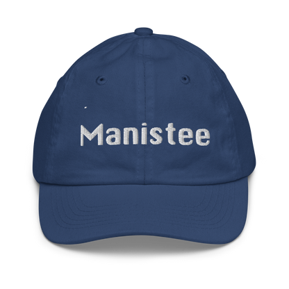 'Manistee' Youth Baseball Cap | White/Navy Embroidery