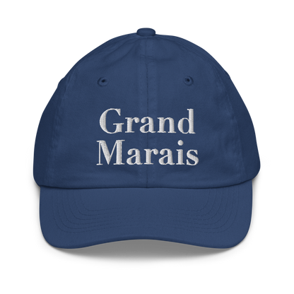 'Grand Marais' Youth Baseball Cap | White/Black Embroidery