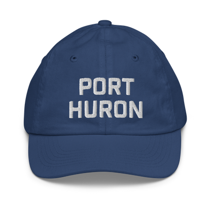 'Port Huron' Youth Baseball Cap | White/Navy Embrodiery