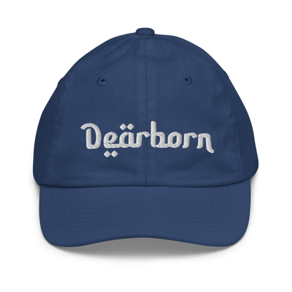 'Dearborn' Youth Baseball Cap | White/Black Embroidery