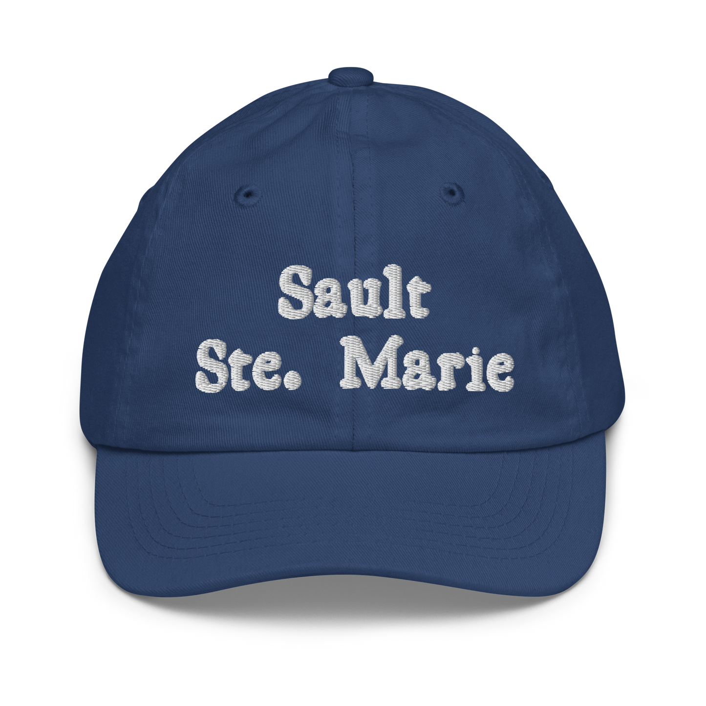 'Sault Ste. Marie' Youth Baseball Cap | White/Navy Embroidery