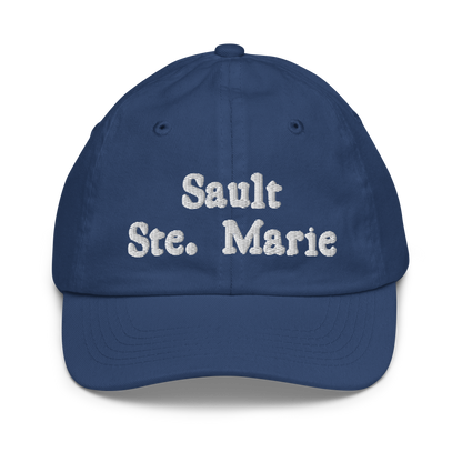 'Sault Ste. Marie' Youth Baseball Cap | White/Navy Embroidery