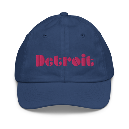 'Detroit' Youth Baseball Cap | Pink Embroidery