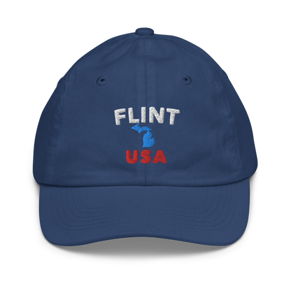 'Flint USA' Youth Baseball Cap (w/ Michigan Outline)