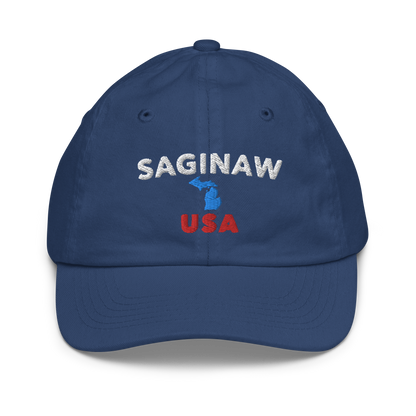 'Saginaw USA' Youth Baseball Cap (w/Michigan Outline)