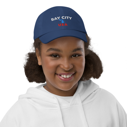 'Bay City USA' Youth Baseball Cap (w/ Michigan Outline)