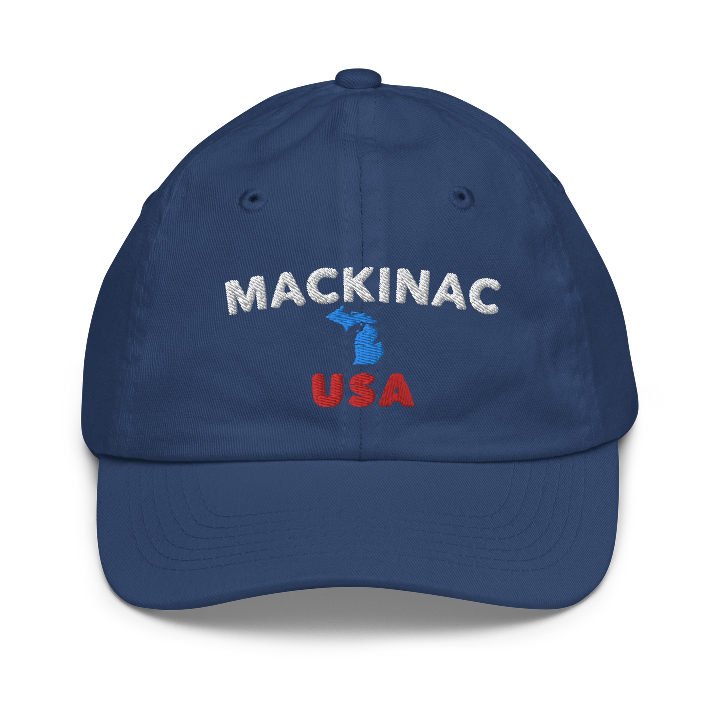 'Mackinac USA' Youth Baseball Cap (w/ Michigan Outline)