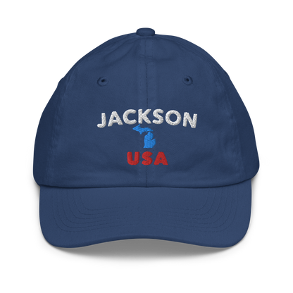 'Jackson USA' Youth Baseball Cap (w/ Michigan Outline)