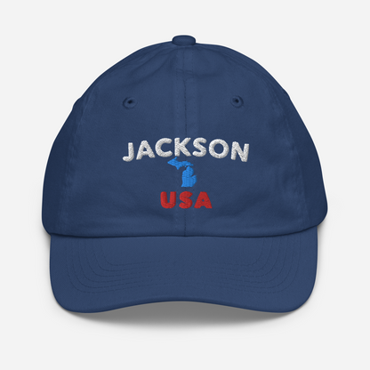 'Jackson USA' Youth Baseball Cap (w/ Michigan Outline)