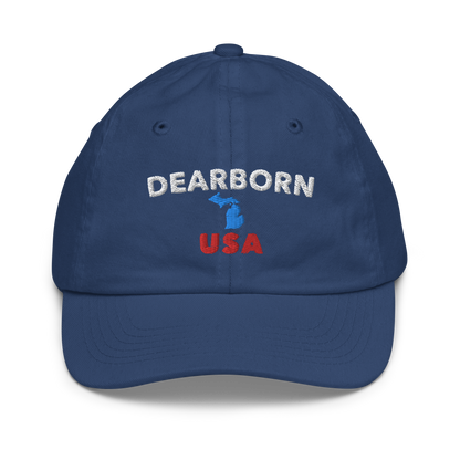 'Dearborn USA' Youth Baseball Cap (w/ Michigan Outline)