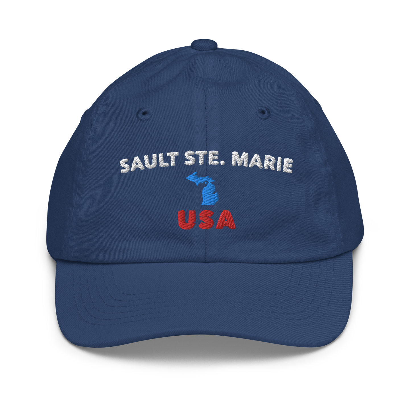 'Sault Ste. Marie USA' Youth Baseball Cap (w/ Michigan Outline)