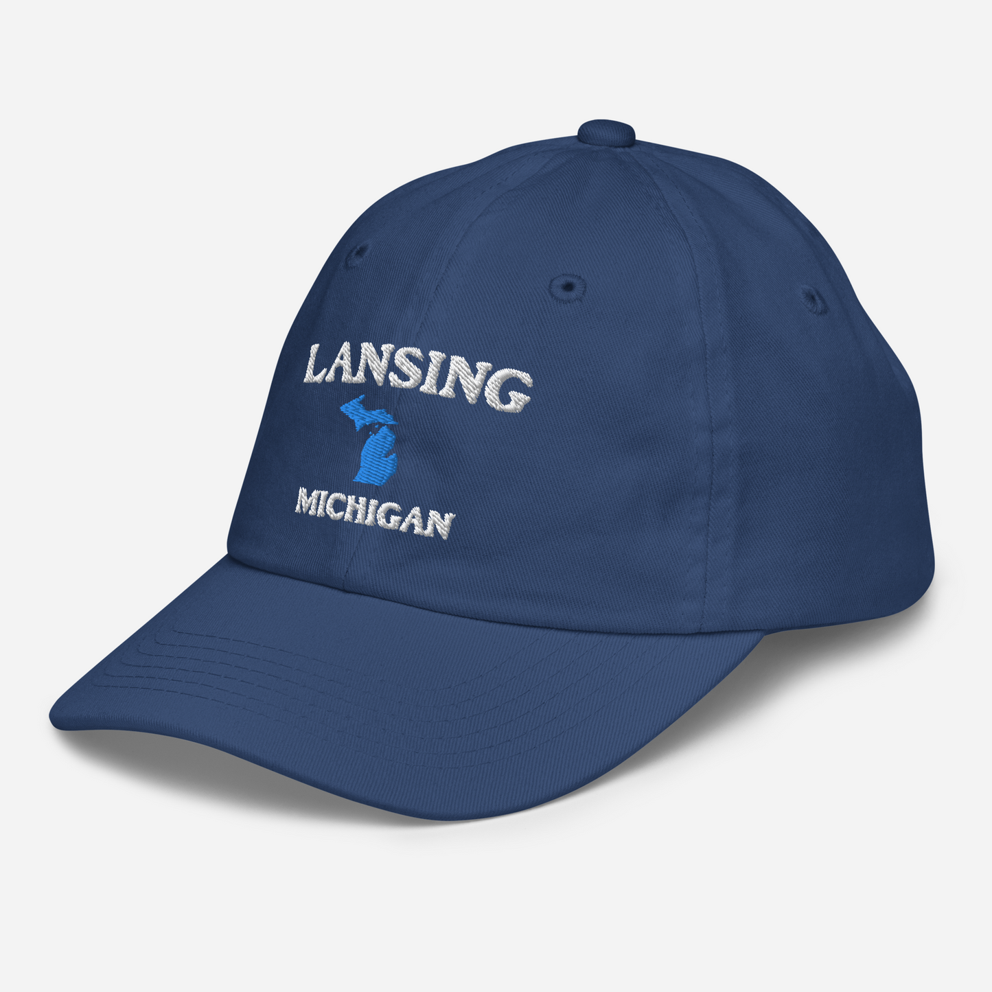 'Lansing Michigan' Youth Baseball Cap (w/ Michigan Outline)