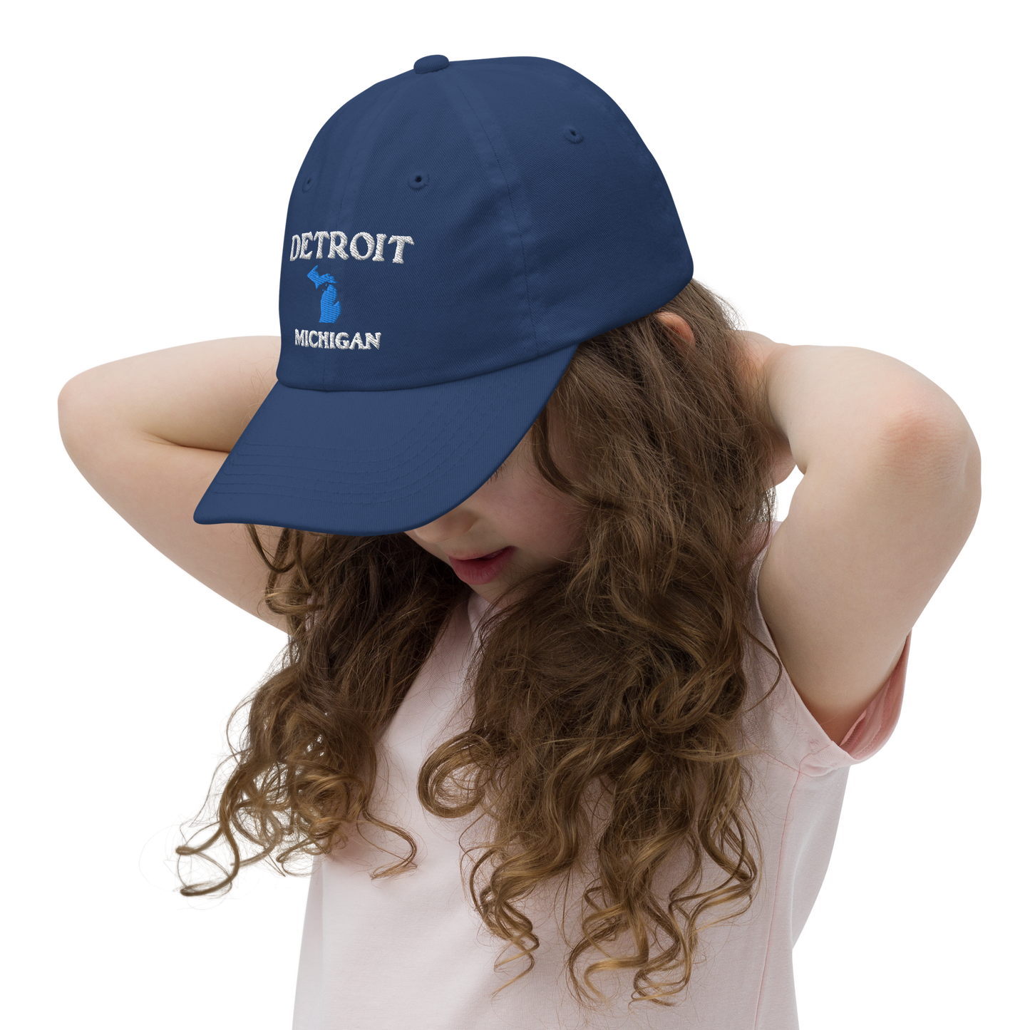 'Detroit Michigan' Youth Baseball Cap (w/ Michigan Outline)