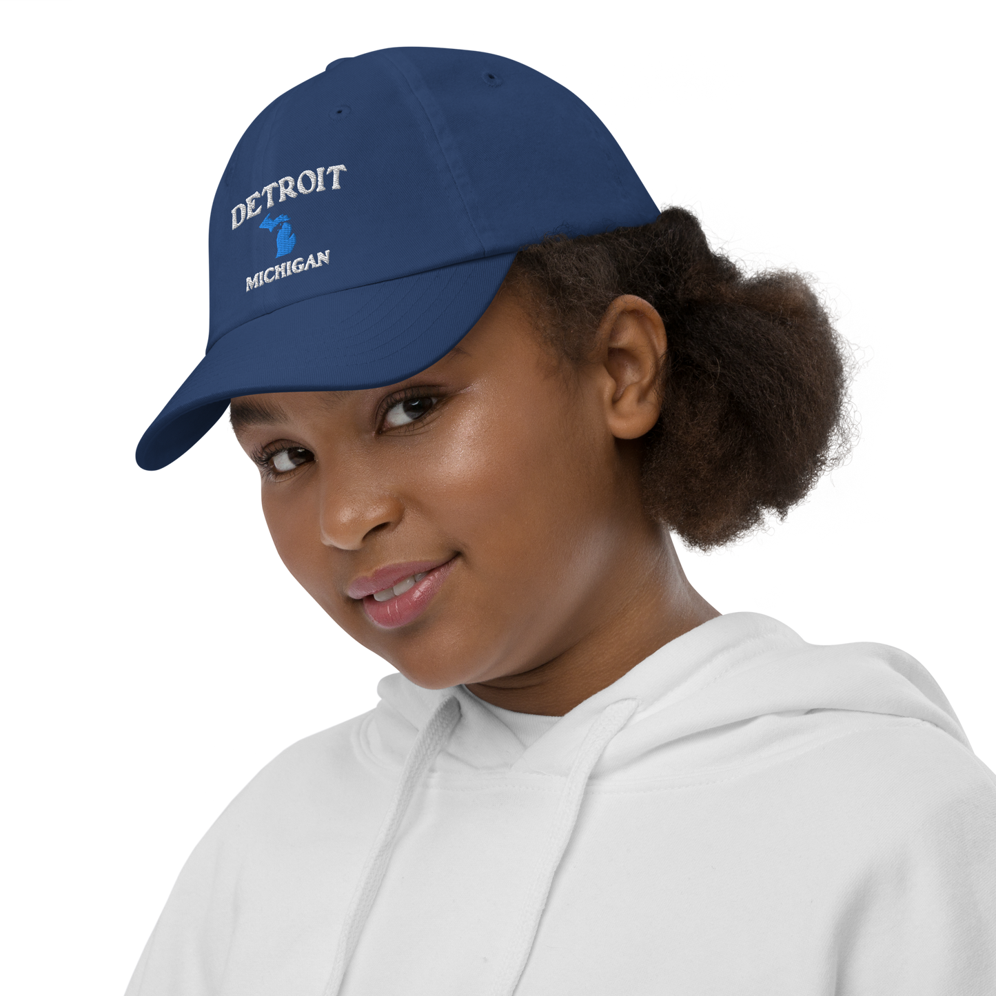 'Detroit Michigan' Youth Baseball Cap (w/ Michigan Outline)