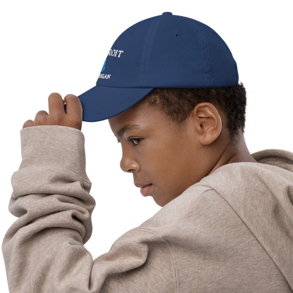 'Detroit Michigan' Youth Baseball Cap (w/ Michigan Outline)