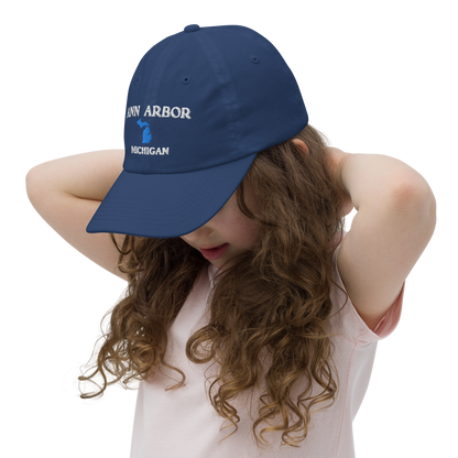 'Ann Arbor' Youth Baseball Cap (w/ Michigan Outline)