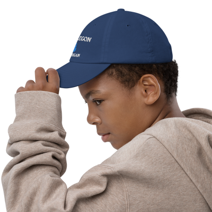 'Muskegon Michigan' Youth Baseball Cap (w/ Michigan Outline)